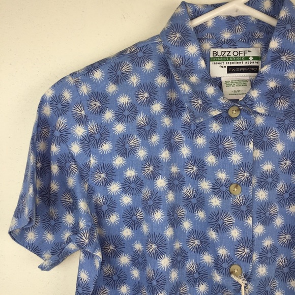 Buzz Off Insect Repellant Blue Floral Top - Picture 2 of 11